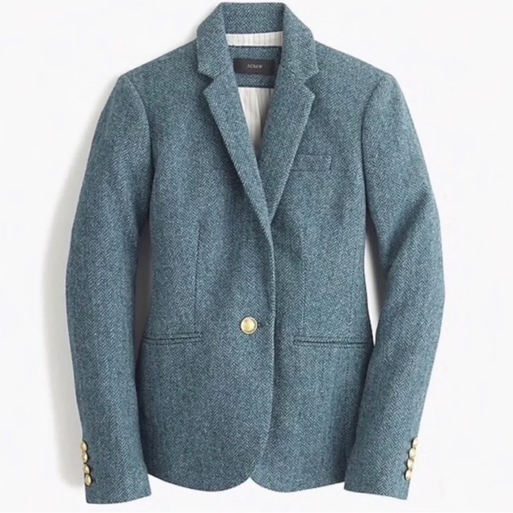 J. Crew Blue Herringbone Campbell Blazer - Picture 3 of 10